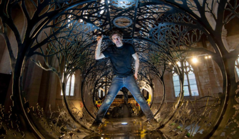 Fuel tankers and trucks transformed into intricate steel forest works