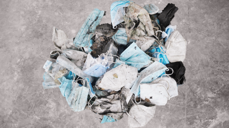 Face masks and plastic gloves are being used to reinforce concrete