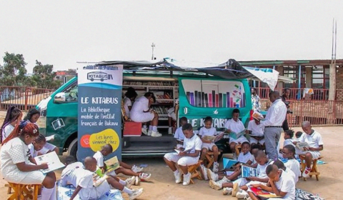 A mobile library provides youth learning during DRC conflict