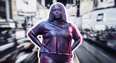 Giant bronze statue in Times Square sparks controversy