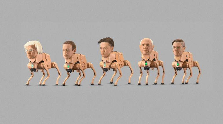 Beeple’s ‘Regular Animals’ turns billionaires into terrifying robot dogs