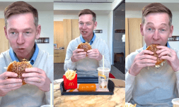 McDonald’s CEO mocked for weirdly ‘eating’ new burger