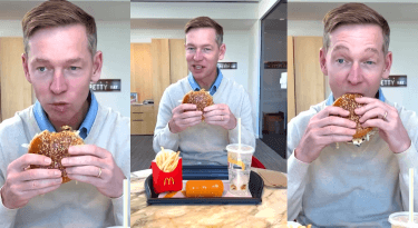 McDonald’s CEO mocked for weirdly ‘eating’ new burger