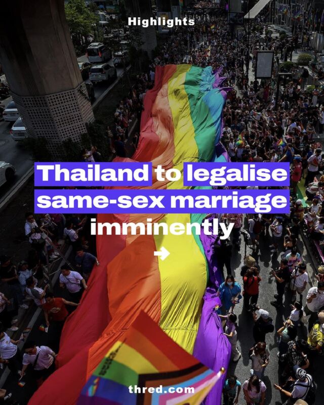 In the coming months Thailand will officially become the first nation in south-east Asia to legalise same-sex marriage.
 
To find out more, check out the full articles at thred.com

#socialchange #socialchangemakers #socialnews #dailynews
