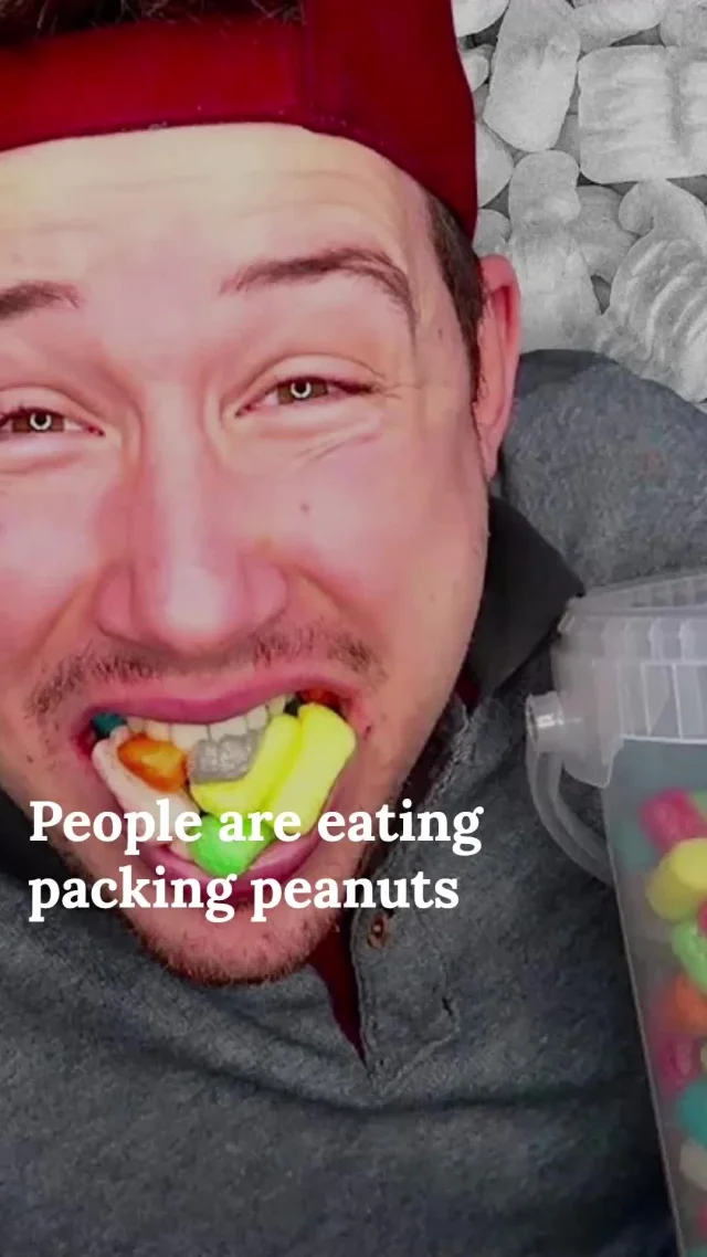 Before you bite, think twice! Packing peanuts are NOT the new snack craze. 🍿🚫
