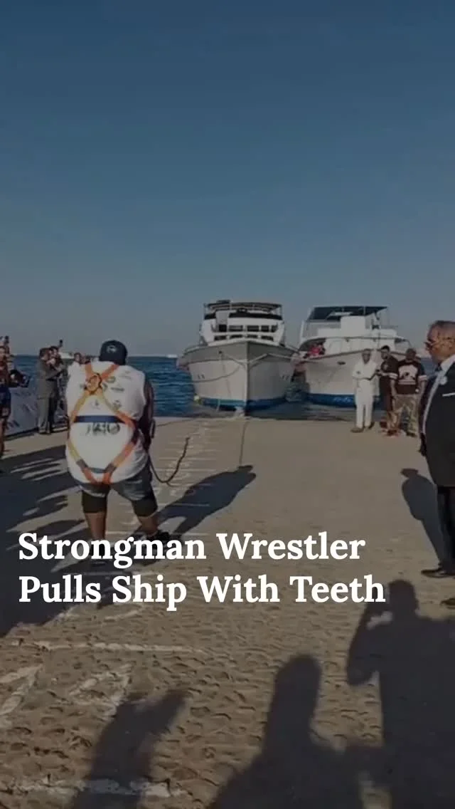 Ever seen someone pull a 700-ton ship with their teeth? 🤯 Watch Ashraf Mahrous set a jaw-dropping world record!