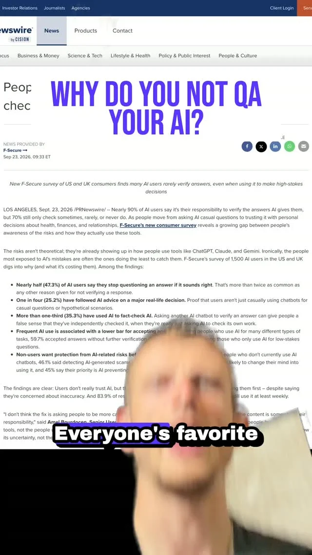 AI gets things wrong. So do people. That’s why businesses invented QA. 🤖

Treat AI output the same way: review it, challenge it, and keep human judgement in the loop. Is unreliable AI the problem, or are we just using it irresponsibly? @chatgpt @claudeai find out more at thred.com

#AI #QualityAssurance #AITools #FutureOfWork #AIWorkflow #ThredMedia