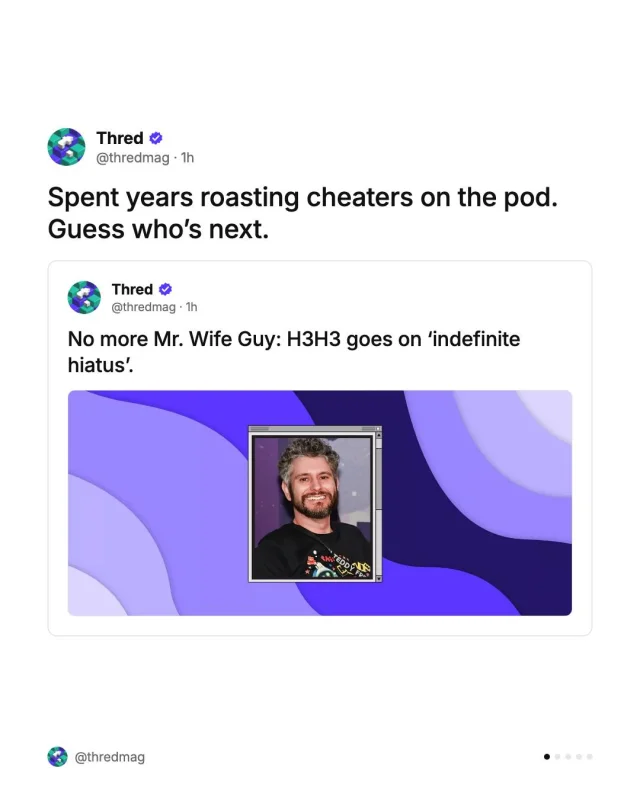 H3H3 is on ‘indefinite hiatus’ amid allegations Ethan Klein had a six-month affair, after years of roasting cheaters on the pod. A cautionary tale about parasocial relationships.
Full story, link in bio.
#H3H3 #EthanKlein #HilaKlein #YouTube #Podcast #Parasocial